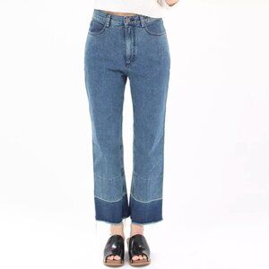 Rachel Comey Slim Legion Pant Raw Hem‎ Cropped Denim Indigo Sz 8